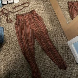 stripped pants with matching belt- american eagle